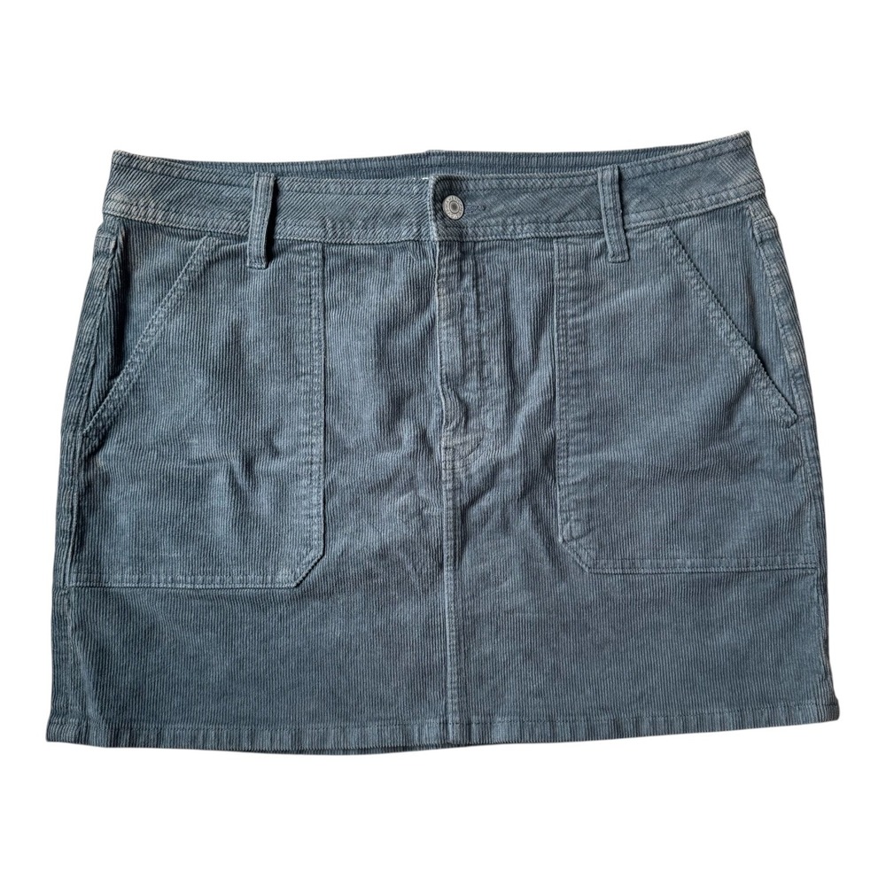Y2K American Eagle Blue Gray Corduroy Mini Skirt 14R Grunge 90s Stretch‎ Utility